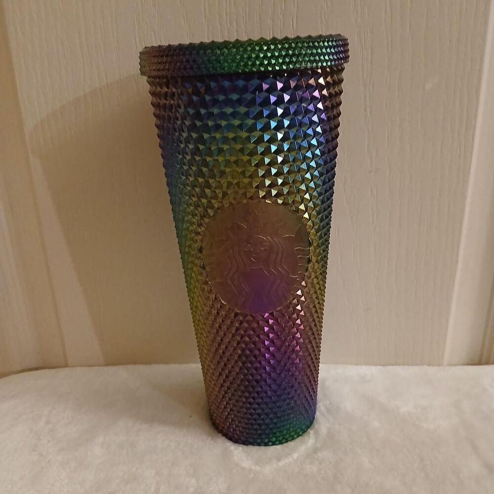 LTD Ed Starbucks 2023 Oil Slick Rainbow Studded Cold Cup 24 oz Venti Tumbler